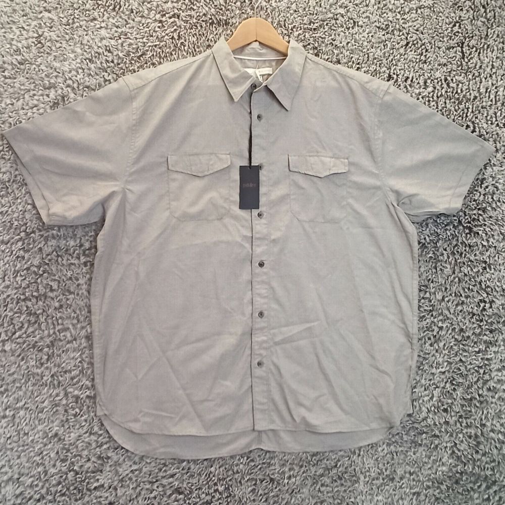 New Paper Denim & Cloth Shirt Men 2X Gray Button Down Collared Casual Pocket